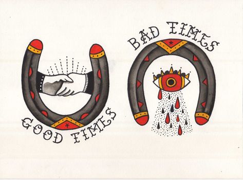 Good Times Bad Times Tattoo, Led Zeppelin Tattoo, Random Tattoos, Tato Tradisional, Luck Tattoo, Horse Shoe Tattoo, Western Tattoos, Airbrush Designs, Theme Tattoo