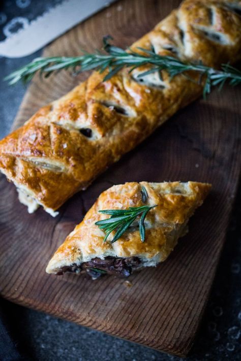 Mushroom Wellington with Rosemary and Pecans- a simple, tasty vegan main dish, that can be made ahead, perfect for holiday gatherings! | www.feastingathome.com Mushroom Wellington Vegan, Vegan Mushroom Wellington, Vegan Main Dish, Mushroom Wellington, Roasted Fall Vegetables, Feasting At Home, Vegan Mushroom, Vegetarian Thanksgiving, Vegan Thanksgiving Recipes