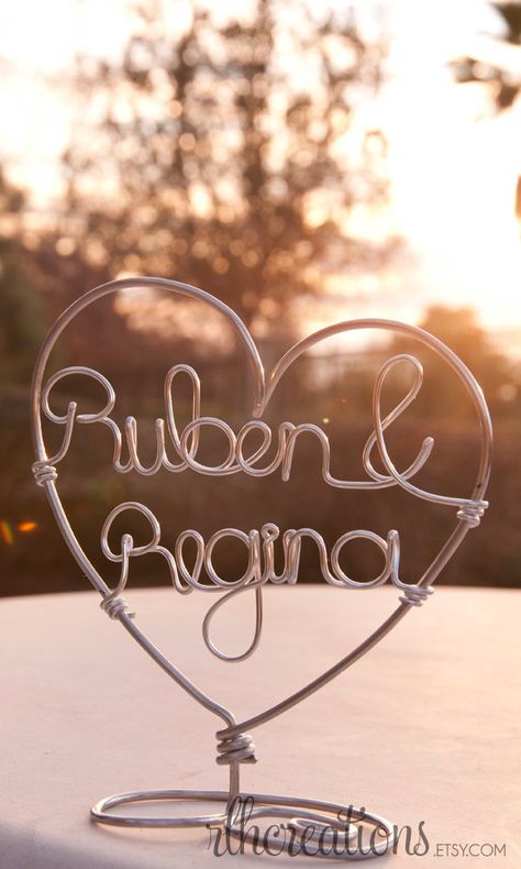 Wire Cake Topper, Wire Words, Heart Cake Topper, Name Cake Topper, Name Cake, When I Get Married, Cake Wedding, 100 Layer Cake, Heart Cake