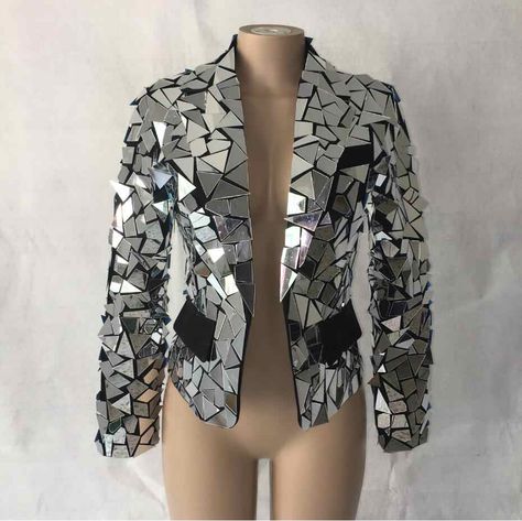 Mirror Jacket, Alien Cat, Show Jackets, Folk Dance, Trendy Chic, Work Jackets, Female Singers, Silver Mirrors, Classy Dress