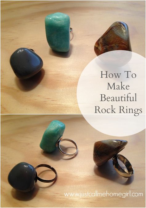 Polished Rock Jewelry Diy, How To Make Rock Jewelry, Diy Rock Earrings, Rock Rings Diy, Tumbled Rock Crafts, Tumbled Rock Jewelry, Tumbled Rocks Crafts, Diy Rock Jewelry, Rock Jewelry Diy