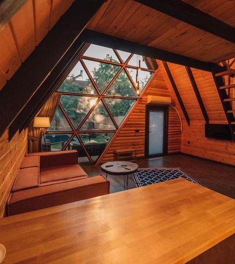 A-frame Interior, A Frame Cabin Plans, Pod House, Basement House Plans, A Frame House Plans, Dark House, A Frame Cabin, Tiny House Movement, A Frame House