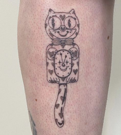 Kit Kat Clock Tattoo, Felix The Cat Clock, Cat Clock Tattoo, Vintage Cat Tattoo, Kit Kat Clock, Ink Poisoning, Tattoo Prints, Kit Cat Clock, Woodcut Tattoo