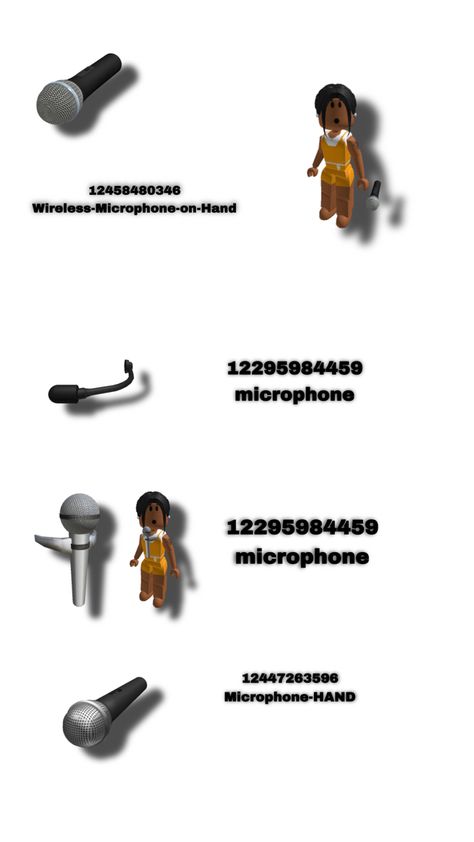 Roblox Microphone Id, Roblox Microphone Code, Roblox Codes Accessoires, Roblox Id Codes For Clothes, Berry Outfit, Accessories Codes, Roblox Id Codes, Roblox Fashion, Pretty Jeans