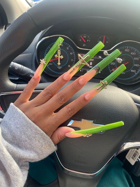 Extra Long French Tip Nails Square, Green Nails Inspiration, Nail Designs Bling, Nail Business, Long Square Nails, Punk Nails, Long Acrylic Nail Designs, Drip Nails, Colored Acrylic Nails