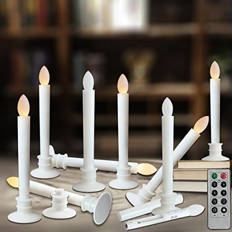 Window Candles With Remote Timers Battery Operated Flickering Flameless Led Electric Candle Lights With Removable Tapers Pillar Candle Holders For Christmas Decorations 10pcs White Base *** BEST VALUE BUY on Amazon #ChristmasLights Christmas Timer, Window Candle Lights, Led Window Candles, Electric Window Candles, Flameless Candles With Timer, Christmas Candle Lights, Christmas Window Lights, Flameless Taper Candles, Led Taper Candles