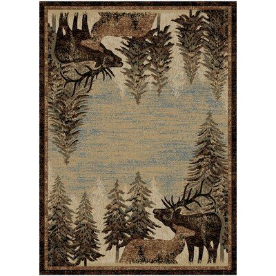 The rug features a 100% polypropylene medium/heavyweight pile and is stain resistant. The rug designs are sure to add rustic charm to your home. Rug Size: Rectangle 2'3" x 3'3" | Loon Peak® Hills Area Rug Polypropylene in Brown, Size 39.0 H x 27.0 W x 0.39 D in | Wayfair Cabin Rugs, Lodge Design, Rustic Area Rugs, Black Forest Decor, Lodge Style, Rustic Lodge, Cozy Fireplace, Turkey Size, Pattern Animal