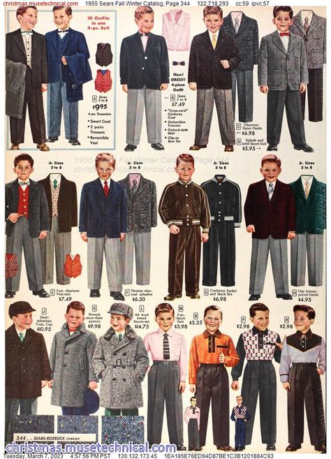 1955 Sears Fall Winter Catalog, Page 344 - Catalogs & Wishbooks Mens Vintage Winter Fashion, 1950s Fashion Catalog, 50s Style Men, 1950 Men, Vintage Winter Fashion, 50s Clothing, 50s Outfits, 1900s Fashion, Sears Catalog