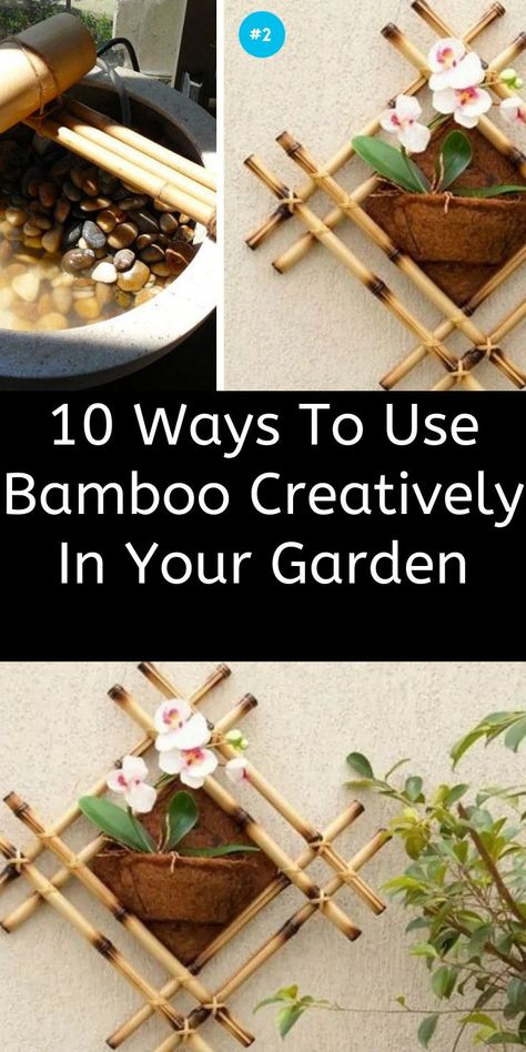 Cane Crafts Bamboo, Creative Bamboo Crafts, Bamboo Wall Planter, Bamboo Boho Decor, How To Use Bamboo, Using Bamboo In The Garden, Bamboo Uses Ideas, Bamboo Shades Repurpose, Bamboo Stalks Ideas