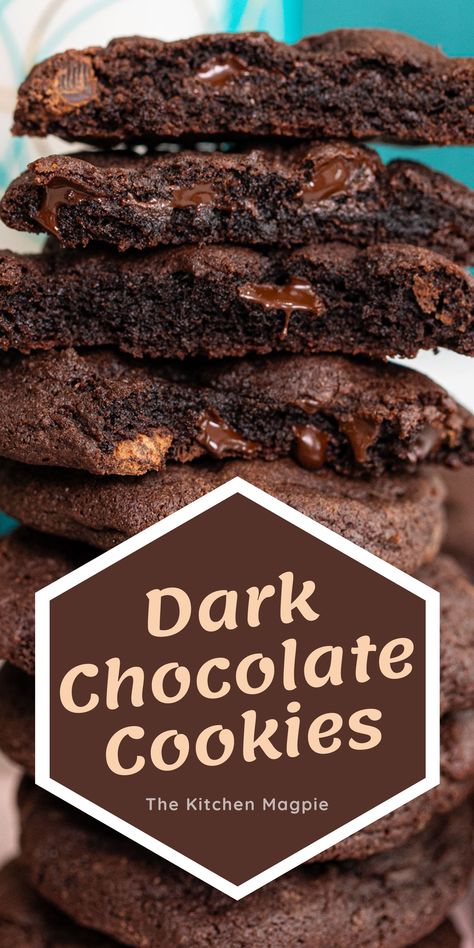 Dark Chocolate Cookies Chocolate Chocolate Chunk Cookies, Soft Chocolate Cookies Recipes, Dark Chocolate Chip Cookies Recipes, Dark Chocolate Cookies Recipes, Chocolate Cookies Recipes, 2024 Cookies, Best Chocolate Cookies, Dark Chocolate Desserts, Chocolate Decadence