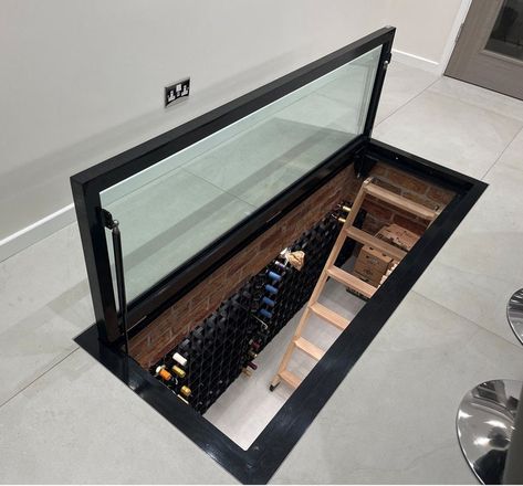 In Floor Wine Cellar, Floor Wine Cellar, Modern Wine Storage, Walking On Glass, Wine Cellar Basement, Glass Wine Cellar, Basement Doors, Wine Cellar Door, Trap Door