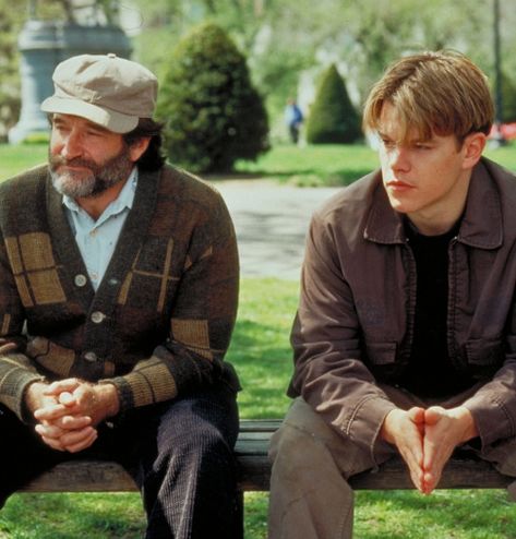 Good Will Hunting Robin Williams, Matt Damon 90s Good Will Hunting, Will Good Hunting, Robin Williams Good Will Hunting, Good Will Hunting Outfits, Goodwill Hunting Poster, Good Will Hunting Aesthetic, Matt Damon Good Will Hunting, Will Hunting