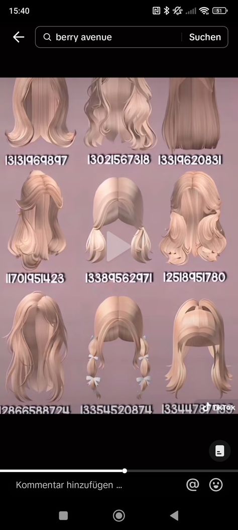 Not mine Sleep Hair, Sleep Hairstyles, Roblox Hair, Roblox Character, Hair Codes, Code Clothing, Chibi Sketch, Code Clothes, Berry Codes