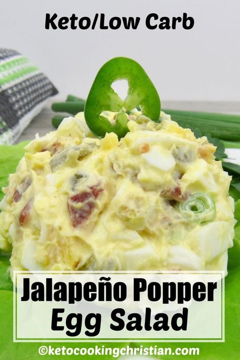 This is one of the best healthy egg salads, loaded with jalapeño popper flavors!  Made with all the classic flavors like bacon, jalapeño pepper, cream cheese, this will not disappoint!  It's easy to make, Keto and Low Carb, so delicious! #ketoeggsalad #ketojalapenopopper #lowcarbeggsalad Jalapeno Egg Salad, Pepper Cream Cheese, Simple Egg Salad, Egg Salads, Keto Egg Salad, Jalapeno Bacon, Healthy Egg Salad, Keto Lunches, Salad Keto