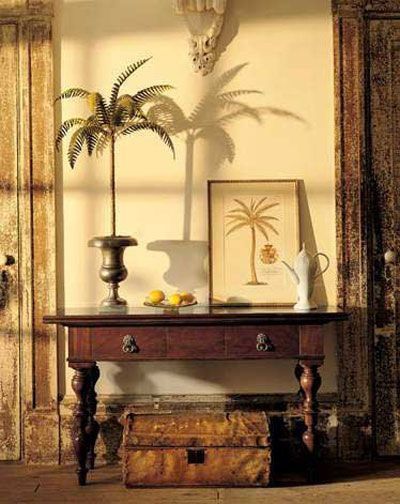 entryway British Colonial Console Table, Safari Colonial Style, West Indies Living Room, Tropical British Colonial Interiors, British West Indies Decor, British Colonial Bedroom, British Colonial Interiors, West Indies Decor, Tropical British Colonial