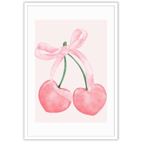 PRICES MAY VARY. 【Trendy Pink Bows And Cherry Posters Size 】12x16 in (30x40cm), 16x24 in (40x60cm), 24x36 in (60x90cm) Unframed,Modern Minimalist Home Decor Canvas Wall Art Is Perfect for Your Home Fashion Prints Wall. 【 Pink Bow Watercolor Prints】artwork use high-quality environmentally friendly ink and high-quality canvas, and use the industry's top printers for layered spraying, the colors are delicate and the transition is natural.bring you visual enjoyment. 【Apartments Minimalist Decor】make Bedroom College Apartment, Pink Girly Bedroom, College Apartment Wall Decor, Apartments Minimalist, Wall Decor Girly, Girly Watercolor, Dorm Prints, Bow Watercolor, Posters Modern