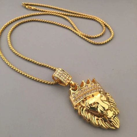 Antique Gold Chain For Men, Lion Pendant Men, Lion Gold Pendant For Men, Gold Chain Pendant Designs Men, Men Gold Pendant Design, Unique Gold Pendant For Men, Golden Chain For Men, Pendant For Men Gold, Mens Chain Designs