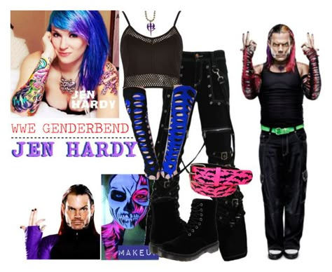 WWE Genderbend: Jen Hardy ( I really love this one) Tommy Eaton, Wwe Ring Gear, Everly Rose, Emo Outfits For Girls, Wwe Jeff Hardy, Wrestling Clothes, Rp Outfits, Wwe Ring, Wrestling Outfits