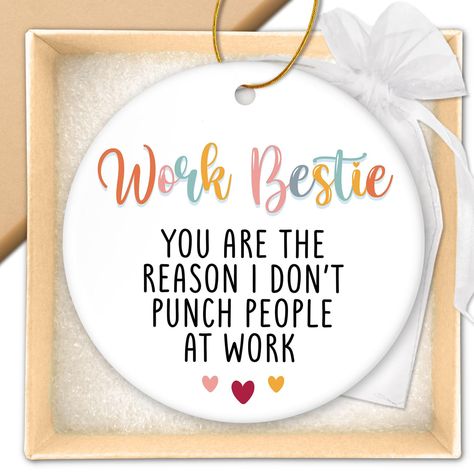 PRICES MAY VARY. WORK BESTIE GIFTS FOR WOMEN: Infuse the holiday season with laughter and merriment, bringing a touch of humor and playfulness to your coworkers' days. Celebrate the inside jokes and shared moments that have enlivened your workdays. Perfect as work bestie gifts, work friend gift, coworker friend christmas gifts COWORKER ORNAMENT : Transform this ornament into a treasured keepsake, a symbol of the unique bond you all hold dear. The funny design imparts a personal touch, signifying Coworker Ornaments, Coworker Humor, Work Bestie, Coworker Gifts, Gift Coworker, Friend Ornament, Christmas Gifts For Coworkers, Work Friends, Gifts For Colleagues