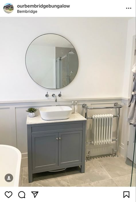 Grey Bathroom Panelling Ideas, Grey Bathroom Panelling, Shower Room With Panelling, Shower Room Panelling, Bathroom With Paneling, Panelling In Bathroom, Small Traditional Bathroom, Panelling Bathroom, Neptune Bathroom