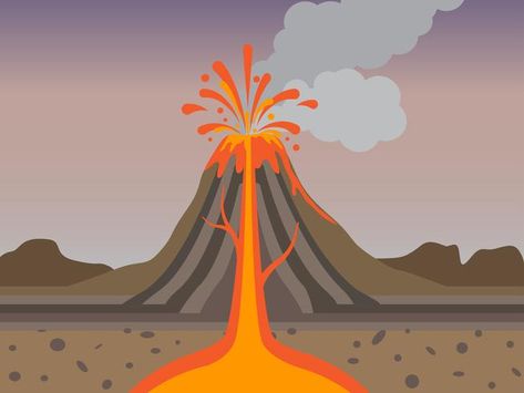 Composite Volcano, Volcano Drawing, Volcano Eruption, Movie Search, Cross Section, Cartoon Illustration, Volcano, In Nature, Eiffel Tower