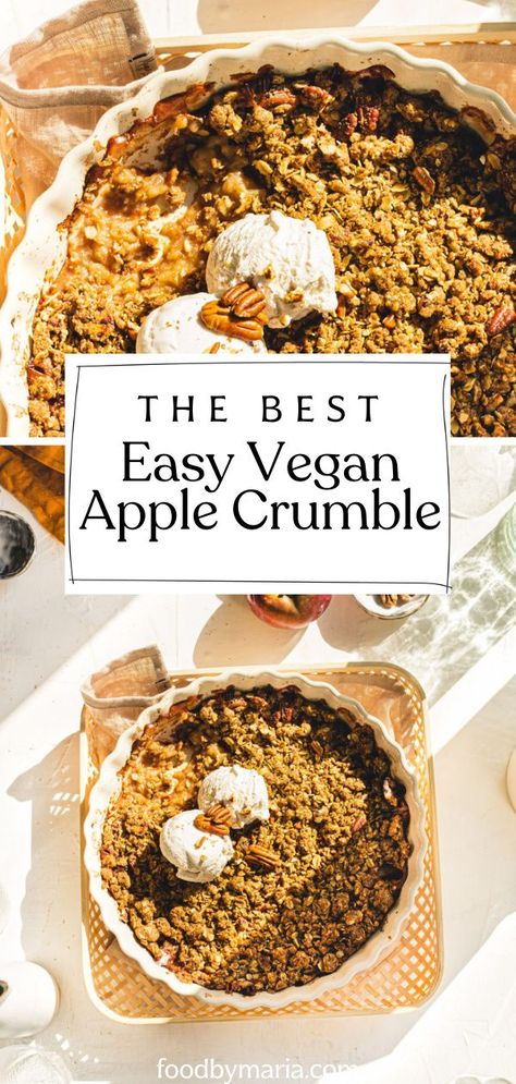 Vegan Apple Crumble Recipe, Vegan Apple Crumble Pie, Apple Pie Streusel Topping, Vegan Apple Crumble, Apple Crumble Topping, Vegan Bakes, Vegan Crumble, Vegan Pies Recipes, Vegan Apple Crisp