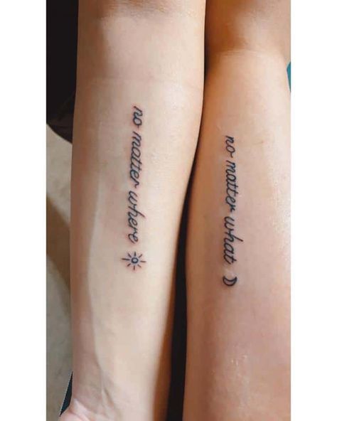 No Matter What Tattoo Cursive, No Matter What No Matter Where Tattoo Cursive, No Matter What No Matter Where Tattoo Matching, Small Best Friend Tattoos With Meaning, Loyalty Couple, No Matter What No Matter Where Tattoo, Charro Tattoo, No Matter Where Tattoo, No Matter What Tattoo