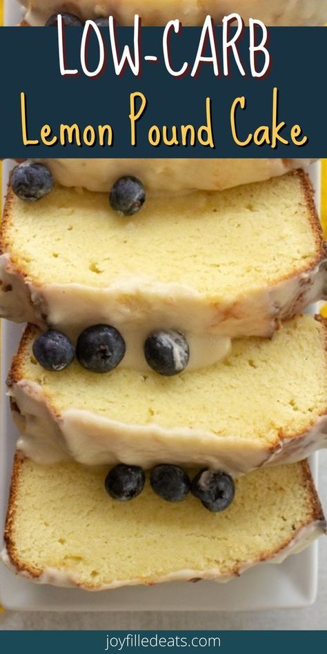 This easy Low Carb Lemon Pound Cake recipe is also gluten-free, grain-free, sugar-free, and Trim Healthy Mama friendly. You only need 9 ingredients for the lemon pound cake and 4 ingredients for the lemon glaze. All of the ingredients are easy to work with and combine to make the best keto poud cake ever. Healthy Pound Cake, Best Lemon Pound Cake, Gluten Free Lemon Pound Cake, Keto Lemon Pound Cake, Keto Sweet Snacks, Low Carb Desserts Easy, Lemon Pound Cake Recipe, Skillet Chocolate Chip Cookie, Sugar Free Low Carb