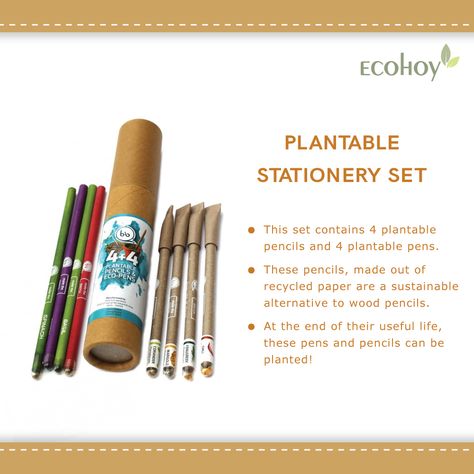 Eco Friendly Stationary, Stationary Set, Pens And Pencils, The Environment, Stationery Set, Sustainable Living, Recycled Paper, Plastic Free, Do More