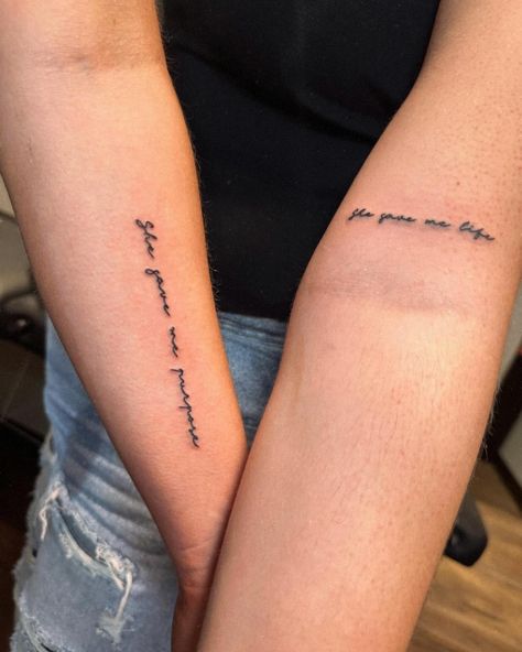 What else do you do for your 17th birthday?! #tattooshop #herfirsttattoo #motherdaughtertattoo #tattooart #tattoo #tattooideas #birthday #purpose #life You Gave Me Life Tattoo, Purpose Tattoo, Mother Daughter Tattoos, 17th Birthday, First Tattoo, Life Tattoos, Tattoo Shop, Art Tattoo, Give It To Me