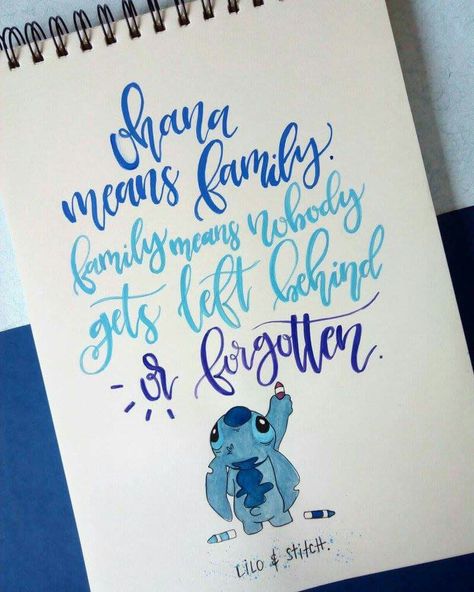 Aww! I love this! Drawing Disney, Hand Lettering For Beginners, Disney Drawing, Super Tattoo, Lilo Und Stitch, Lilo And Stitch Quotes, Stitch Quote, Stitch Drawing, Lilo Et Stitch