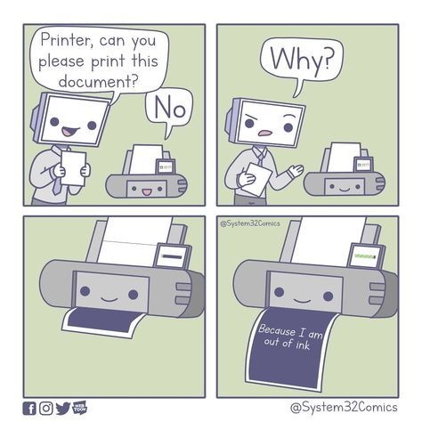 I Illustrate Ridiculous And Funny Situations Every Technology User Has To Deal With (19 New Pics) Computer Jokes, Technology Humor, Computer Humor, Computer Science Degree, Computer Technology, Funny Comics, Anime Memes, Funny Jokes, Printer