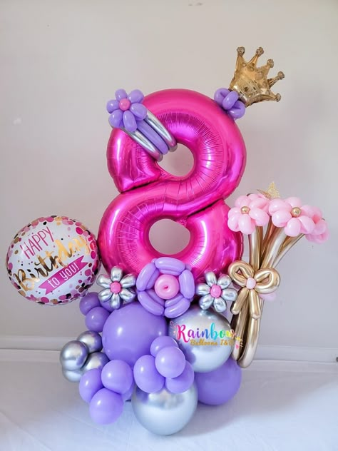 Number 8 Balloon Bouquet, 8 Birthday Balloon Bouquet, Number 7 Balloon Bouquet, Balloon Bouquet Ideas, 25 Number, Balloon Arrangement, Balloon Bouquet Diy, Number 40, Balloon Garland Diy