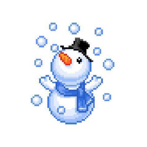 Snow Pixel Art Gif, Snowman Pixel Art, Christmas Pixel Art Gif, Christmas Haikyuu, Gif Transparent Background, Snow Animation, Christmas Pixel Art, Christmas Animated Gif, Pixel Art Gif