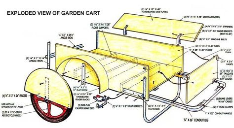 How to Build Your Own Garden Cart Garden Tool Storage Ideas, Homestead Equipment, Homesteading Tools, Build Your Own Garden, Tool Storage Ideas, Exploded Diagram, Yard Cart, Tool Caddy, Cart Design