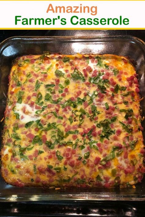 Farmer Casserole, Farmer's Casserole, Cowboy Casserole Recipe, Breakfast Lasagna, Farmers Casserole, Canadian Style, Delicious Breakfast Casserole, Cooked Ham, Dinner Casserole Recipes