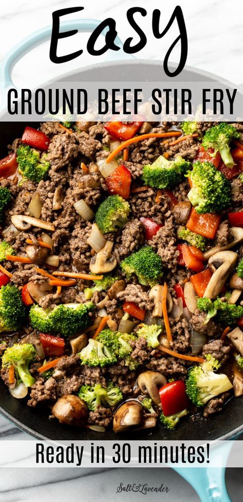 Ground Beef And Bean Sprouts, Stir Fry Recipes Hamburger Meat, Healthy Asian Ground Beef Recipes, Easy Healthy Meals With Hamburger Meat, Ground Beef Stirfry Easy, Keto Ground Beef Stir Fry Recipes, Ground Beef Stir Fry Sauce, Low Carb Ground Beef And Broccoli, Ground Beef And Veggie Stir Fry