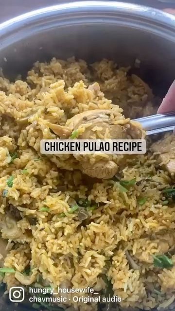 HUNGRY HOUSEWIFE LIMITED on Instagram: "Bengali style chicken pulao recipe Ingredients: 🔥Chicken 🔥cumin seeds 🔥bay leaves 🔥cinnamon stick 🔥Cloves 🔥cardamom 🔥1 star anise 🔥ginger & garlic 🔥onions 🔥curry powder 🔥ghee 🔥mixed powder from @rajahspices 🔥fennel seeds 🔥water 🔥coriander leaves 🔥green chillies 🔥rice #biryani #puloa #puloarice #bengalifood #akhni #fulab #pulao @hungry_housewife_ #hungryhousewife" Chicken Pulav Indian Video, Pulav Recipe Chicken, Capsicum Chutney, Chicken Pulao Recipe, Chicken Pulao, Biryani Recipes, Chicken Starter Recipes, Spicy Chicken Recipes, Spicy Snacks Recipes