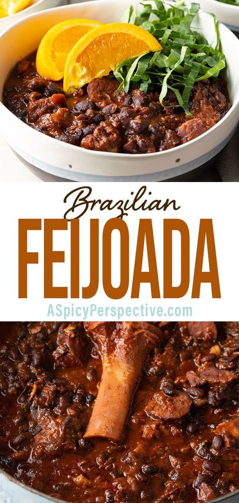 Brazilian Stew Recipe, Brazilian Dinner Ideas, Pork And Black Bean Chili, Pork And Black Beans Recipe, Brazilian Black Bean Stew, Brazilian Pork Recipes, Pork Black Beans And Rice, Brazilian Meat Recipes, Brazilian Feijoada Recipes