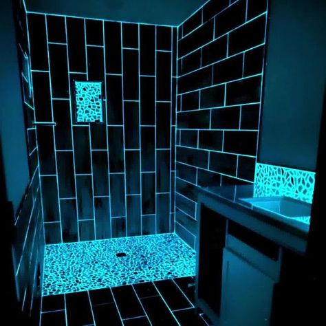 Led Light Bathroom Ideas, Aesthetic Bathroom Led Lights, Light Bathroom Ideas, Bathroom Led Lights, Led Light Bathroom, Bathroom Led, Aesthetic Bathroom, Light Bathroom, Black Light