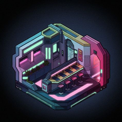 ArtStation - Sci-fi Food Dispensary, Jesse Riggle Sci Fi Base, Sci Fi Games, Spaceship Interior, Isometric Drawing, Sci Fi City, Sci Fi Environment, Isometric Art, Spaceship Concept, Isometric Design