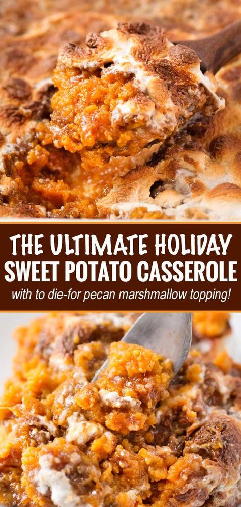 Quick Thanksgiving Recipes, Marshmallow Topping, Best Sweet Potato Casserole, Pecan Crumble, Chunky Chef, Sides Dishes, Easy Thanksgiving Recipes, Best Thanksgiving Recipes, Sweet Potato Recipes Casserole