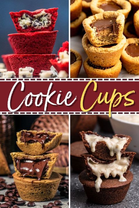 Marshmallow Cookie Cups, Cookie Cup Filling Ideas, Christmas Cookie Cups Recipes, Cookies In Muffin Pans, Mini Muffin Tin Cookie Recipes, Christmas Cookie Cups, Cookie Cups Muffin Tin, Rolo Cookie Cups, Fluff Cookies