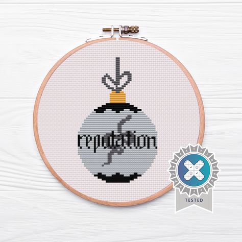 Taylor Swift Inspired, Eras Tour Reputation Album Christmas Ornament, Cross Stitch Patterns, PDF Download Taylor Swift Cross Stitch Pattern Free, Christmas Ornament Cross Stitch Patterns, Taylor Swift Cross Stitch, Christmas Ornament Cross Stitch, Eras Tour Reputation, Reputation Album, Ornament Cross Stitch, Taylor Swift Inspired, Rainy Day Crafts