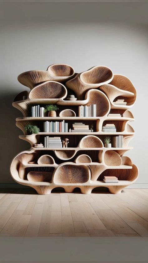 Fungi Furniture, Mushroom Bookshelf, Biomimicry Furniture, Nature Bookshelf, Organic Bookshelf, Nature Inspired Furniture, Organic Shelf, Mushroom Furniture, Design Bookshelves