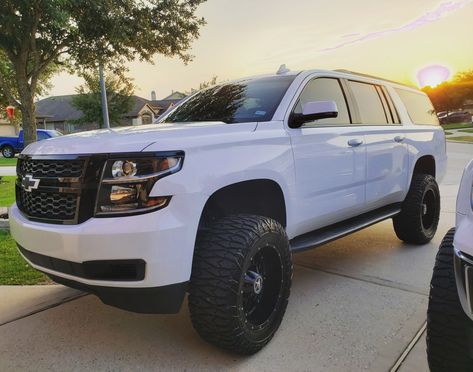 Chevy Suburban Custom, Lifted Suburban, 20 Inch Rims, Chevy Bowtie, Lifted Chevy, Custom Wraps, Chevy Suburban, Black Rims, Chevy Tahoe