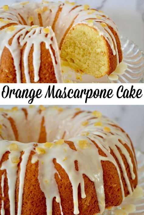 Orange Mascarpone Ciambella is a delicious Italian breakfast cake that's made in a bundt pan. #ciambella #orangeciambella Orange Mascarpone Cake, Italian Bundt Cake, Mascarpone Recipes Dessert, Mascarpone Pound Cake, Sicilian Orange Cake Recipe, Mascarpone Cake Recipe, European Picnic, Mascarpone Cake, Mascarpone Recipes