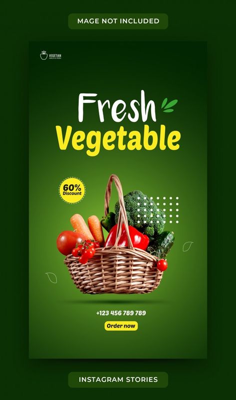 Grocery Flyer, Fresh Logo Design, Social Media Images Design, Social Media Campaign Design, Grocery Ads, Food Social Media, Vegetable Stand, Vegetable Shop, Food Template