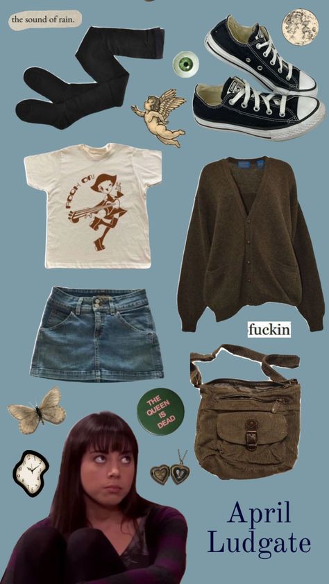 #aprilludgate #parksandrecreation #parksandrec #outfitinspo #outfit #shuffles Parcs And Rec, Outfit Shuffles, April Ludgate, The Queen Is Dead, Parks N Rec, Sound Of Rain, Style Change, Parks And Recreation, Polyvore Outfits