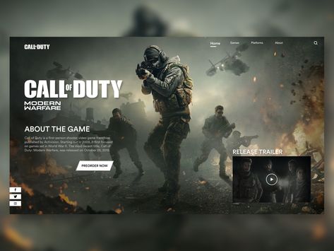 Call of Duty Webdesign by Ilija Bogdanovic Call Of Duty Banner, Banner Game, Call Of Duty Design, Cod Poster, Codm Banner Design, Game Website Design, Game Website, Game Banner, Gaming Design